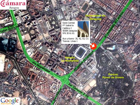 Situaci&oacute;n de la sede central de la C&aacute;mara de Zaragoza
