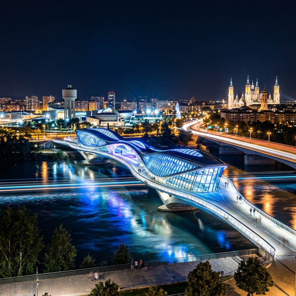 Zaragoza moderna de noche